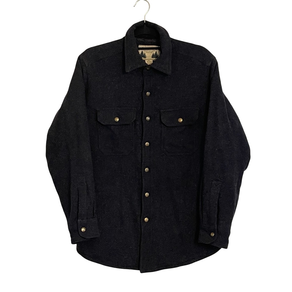 LL Bean Wool Blend Quilted Lined Shirt Jacket Mens Medium Navy Blue‎ OHQQ3